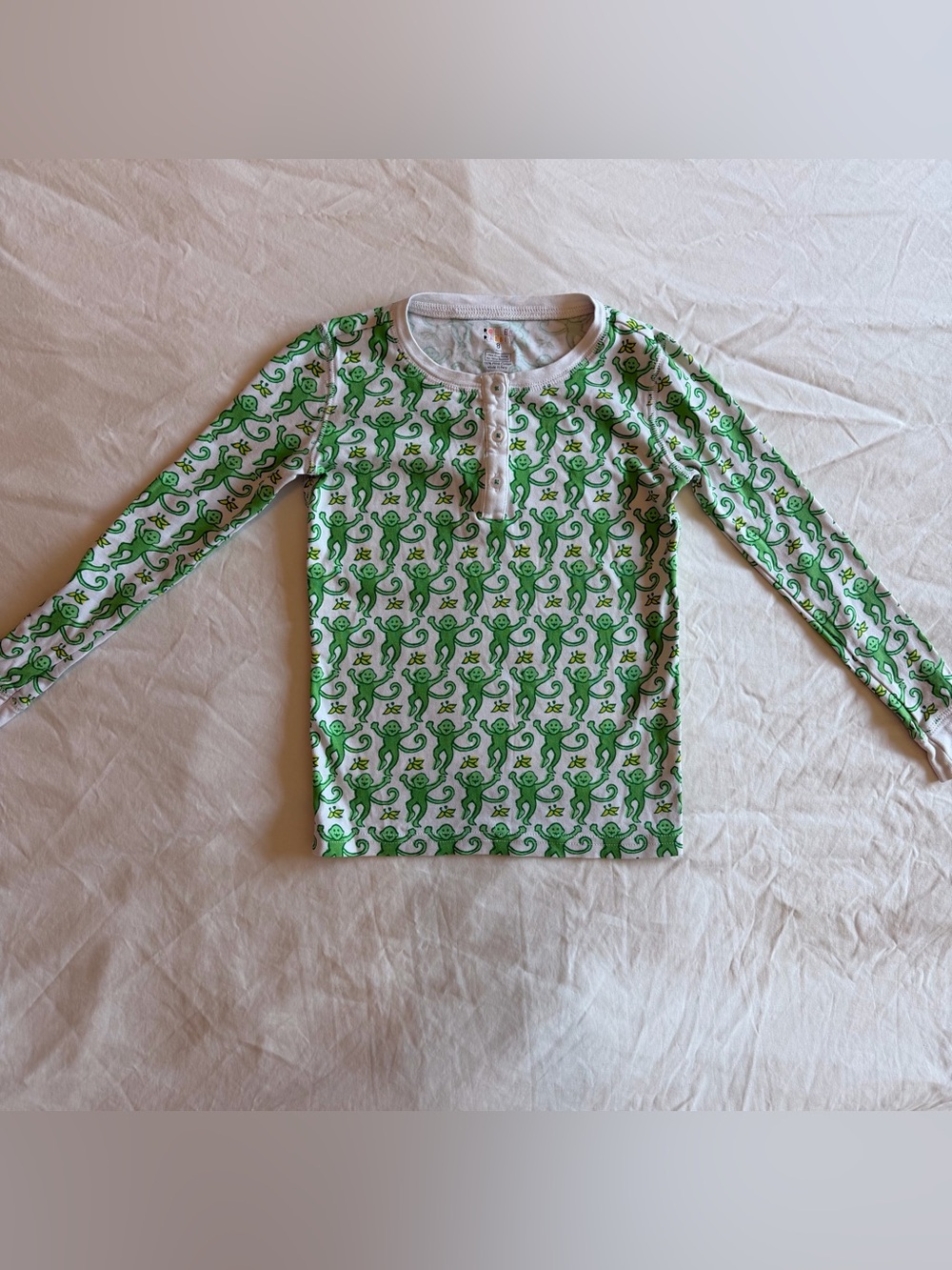 Roller Rabbit White & Green Monkey Print Long Sleeve Pajama Set